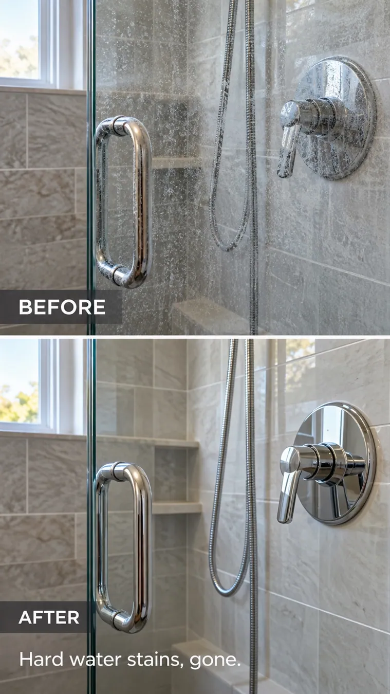 Shower cleaning before and after comparison